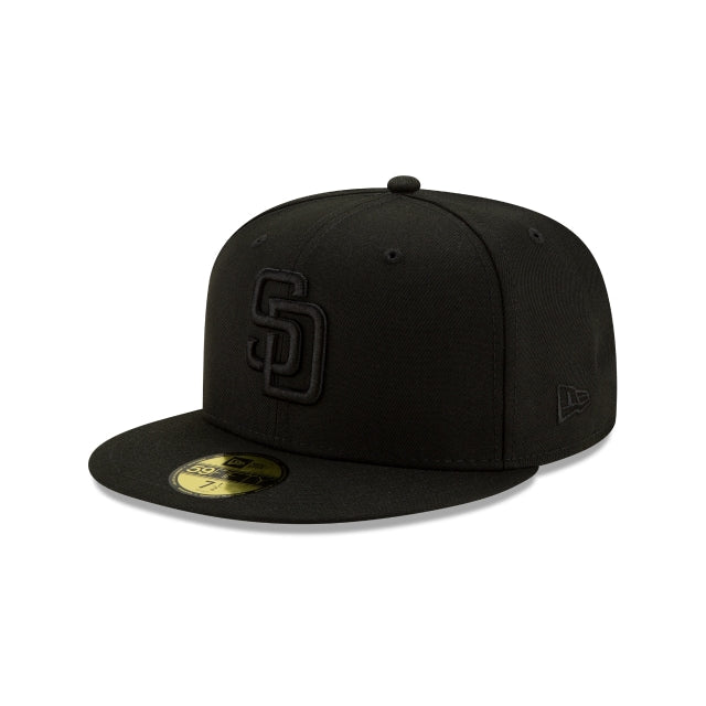 San Diego Padres Basic Black On Black 59FIFTY Fitted Hat