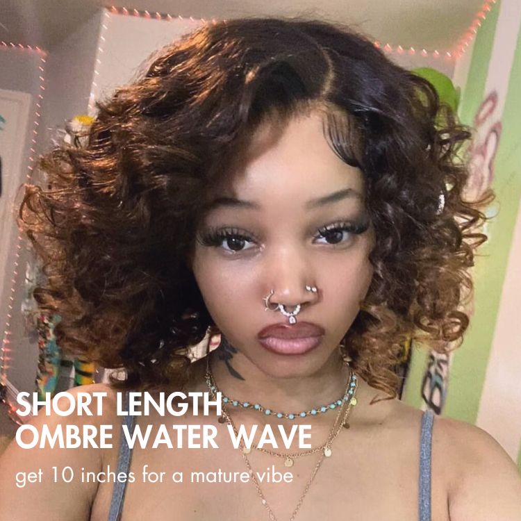Luvme Hair PartingMax Glueless Wig Ombre Copper Brown Water Wave 7x6 Closure HD Lace Wig  - US Only