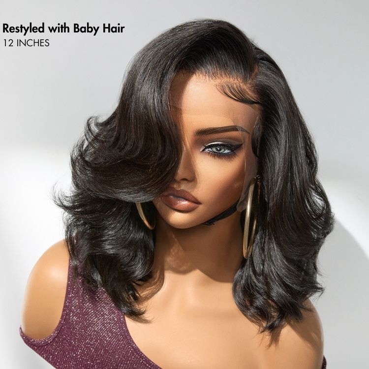PreMax Wigs - Honey Brown with Blonde Highlights / Natural Black Bouncy Body Wave Glueless 13x4 Frontal Lace Human Hair Wig