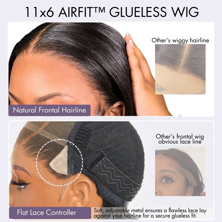 AiryFit™ Scalp Care Wigs - Deep Parting Loose Body Wave Human Hair Wig 11x6 Frontal HD Lace Glueless Wig
