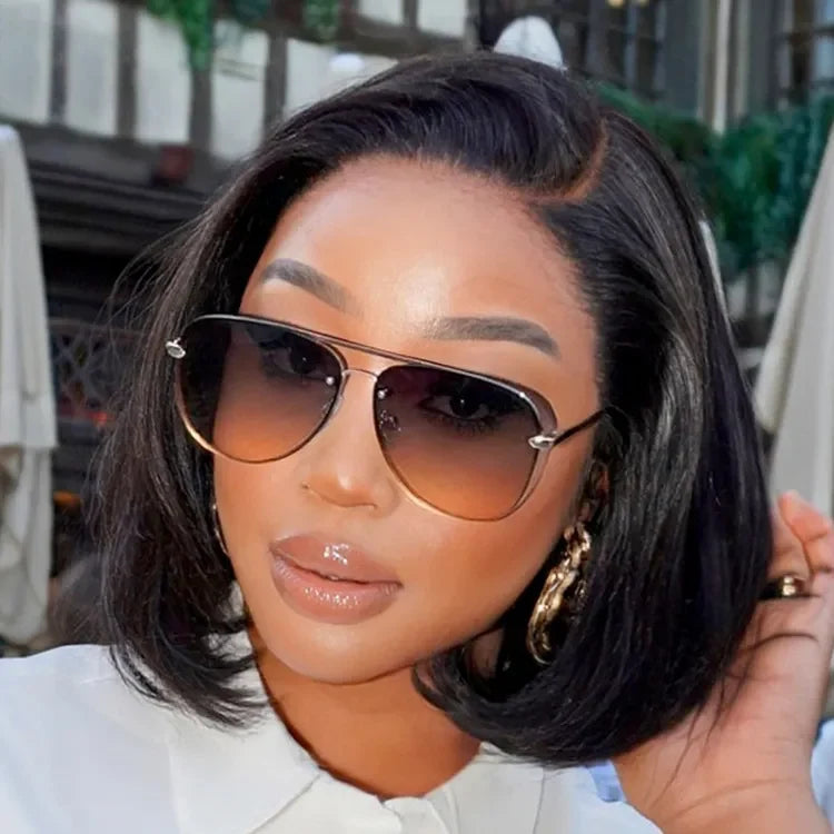 PreMax Wigs - Natural Black / Blonde Highlight C Part Glueless Lace Front Bob Wig Pre-cut Lace