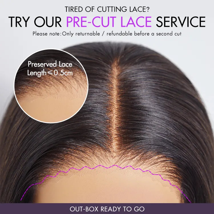 PreMax Wigs - Natural Black / Blonde Highlight C Part Glueless Lace Front Bob Wig Pre-cut Lace