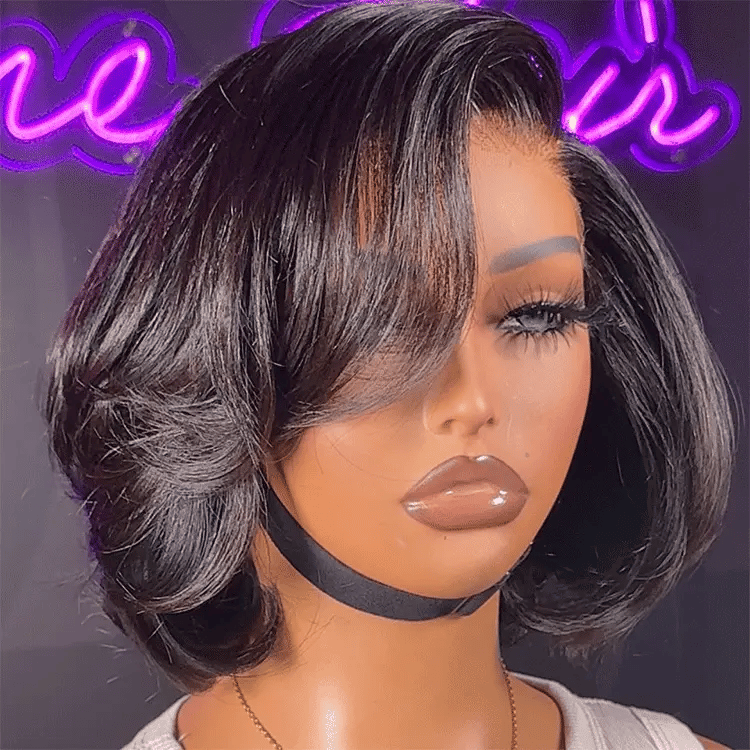PreMax Wigs - Natural Black / Blonde Highlight C Part Glueless Lace Front Bob Wig Pre-cut Lace