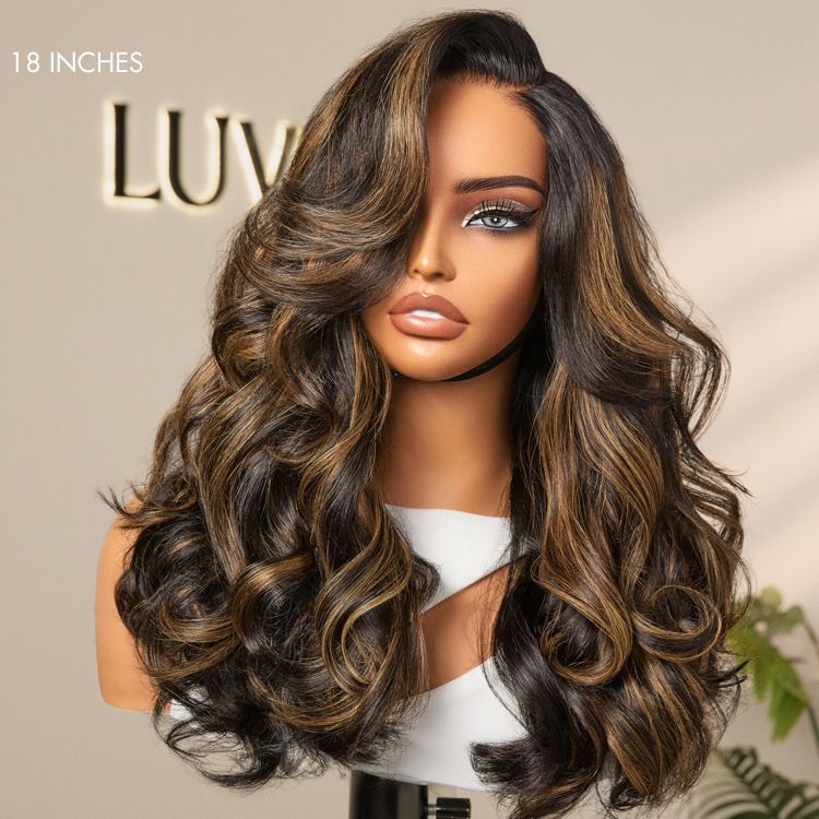 Luvme All-Day Comfort™ Wig 200% Density Brown Highlight Loose Body Wave Glueless Minimalist HD Lace Wig Pre-Cut Lace