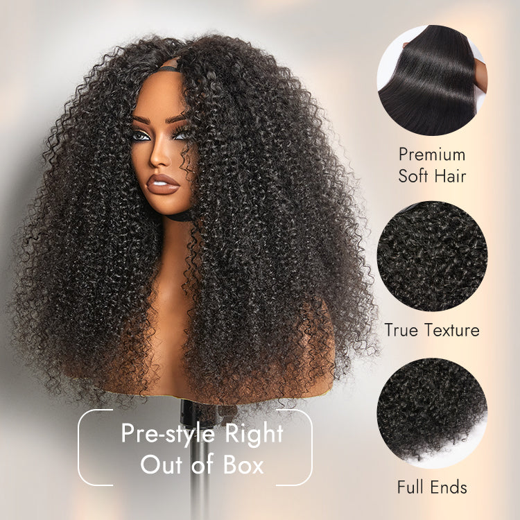 Luvme Too Easy Texture™ Wig 180% Density  Kinky Curly / Yaki Straight Glueless V Part Flexi-Fit Drawstring Wig