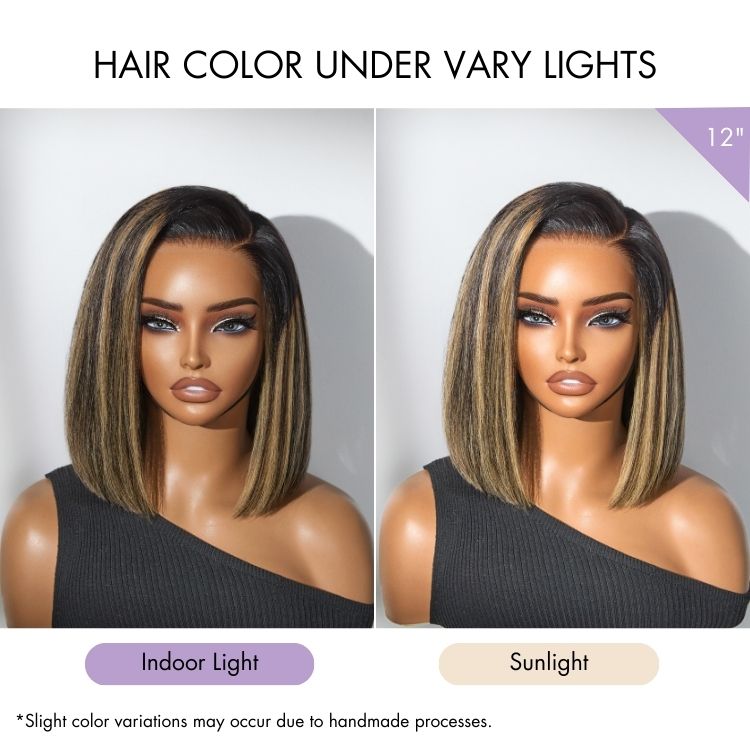 Luvme All-Day Comfort™ Wig Blonde Highlight Blunt Cut Bob Glueless Minimalist HD Lace Short Bob Wig Pre-Cut Lace