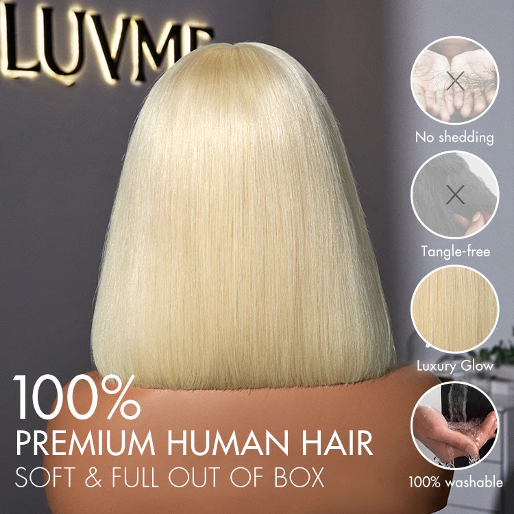 Easily Redyed 613 Blonde Blunt Cut Bob Wig Glueless Deep Middle Part 2x6 HD Lace Wig Pre-Cut Lace
