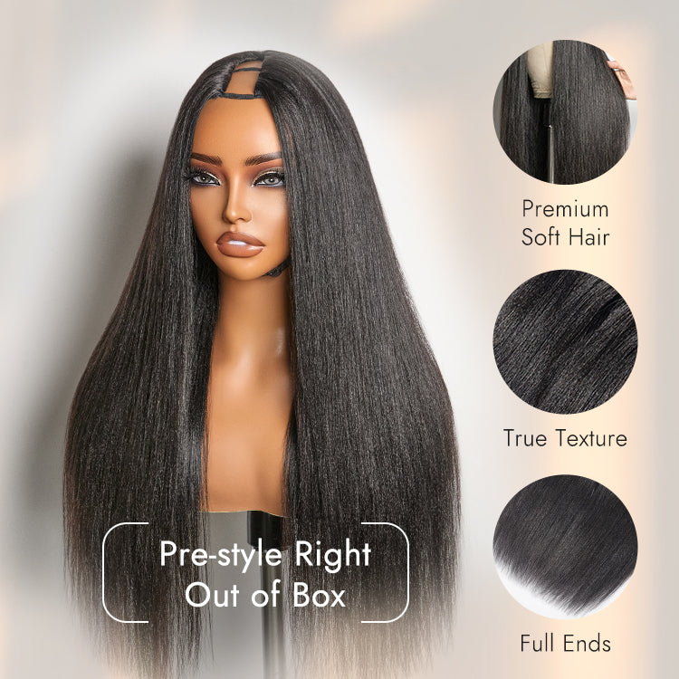 Luvme Too Easy Texture™ Wig 180% Density  Kinky Curly / Yaki Straight Glueless V Part Flexi-Fit Drawstring Wig