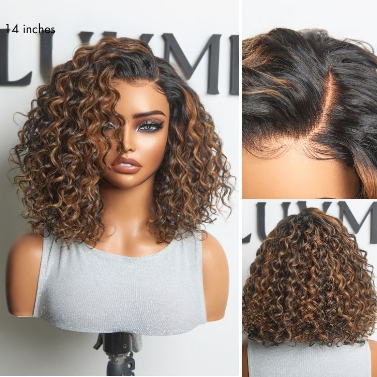 Luvme All-Day Comfort™ Wig Brown Highlight Deep Wave Glueless Minimalist HD Lace Curly Wig Pre-Cut Lace