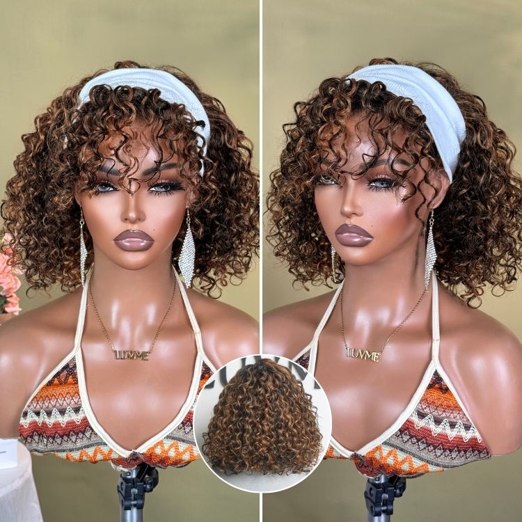 Luvme All-Day Comfort™ Wig Brown Highlight Deep Wave Glueless Minimalist HD Lace Curly Wig Pre-Cut Lace
