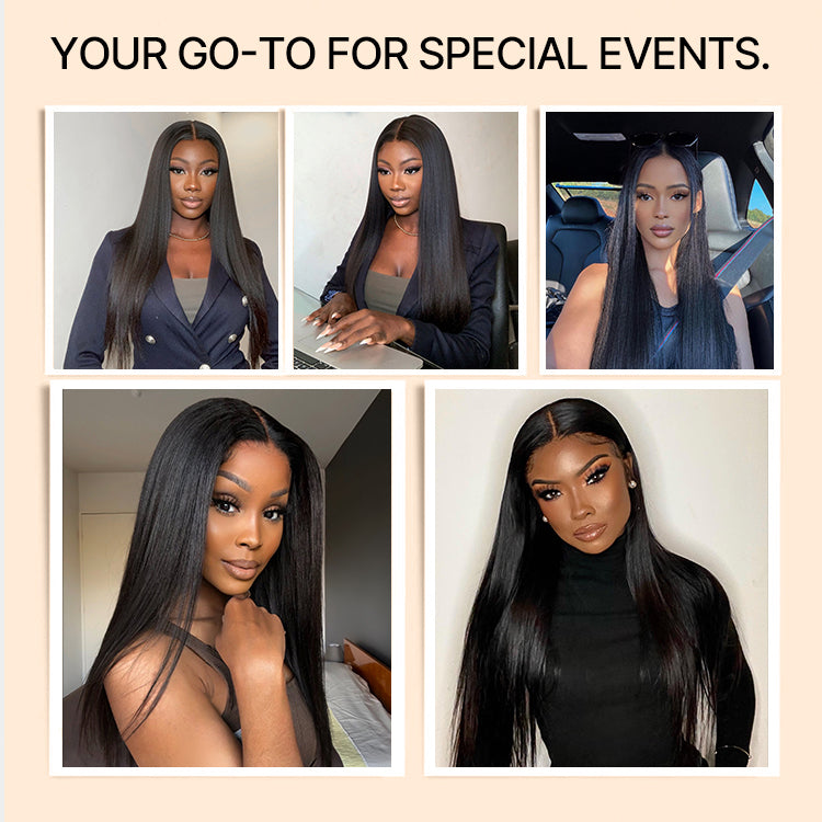 NatureMAX™ Silky Straight Glueless Ear-to-ear 13x4 HD Lace Front Wig Pre-Cut Lace
