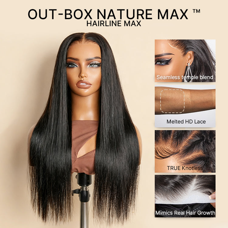 NatureMAX™ Silky Straight Glueless Ear-to-ear 13x4 HD Lace Front Wig Pre-Cut Lace