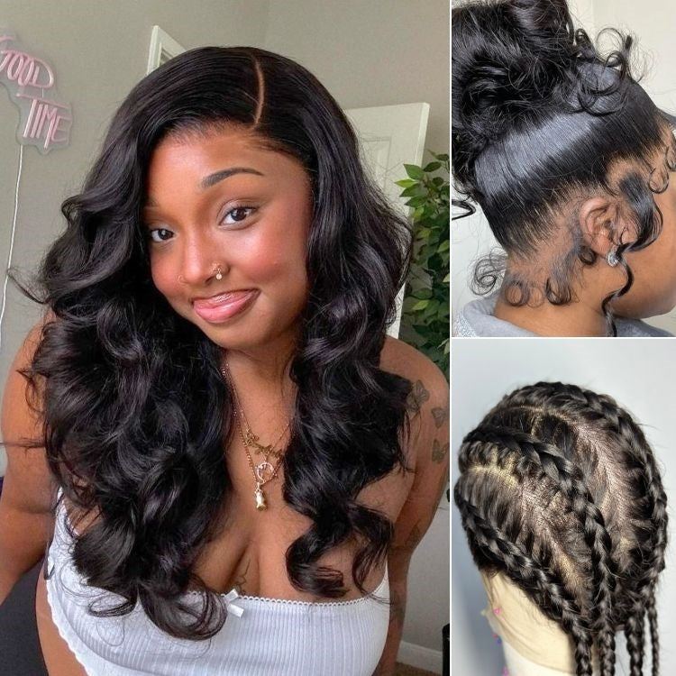Luvme Hair Full Lace Classy Natural Black Body Wave Free Parting Half Up Half Down Wig Invisi Drawstring Cap Pre-cut Lace