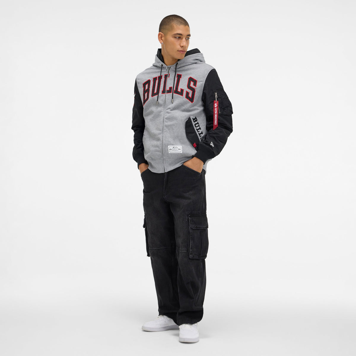 Alpha Industries x Philadelphia 76ers Gray MA-1 Full Zip Fleece Jacket