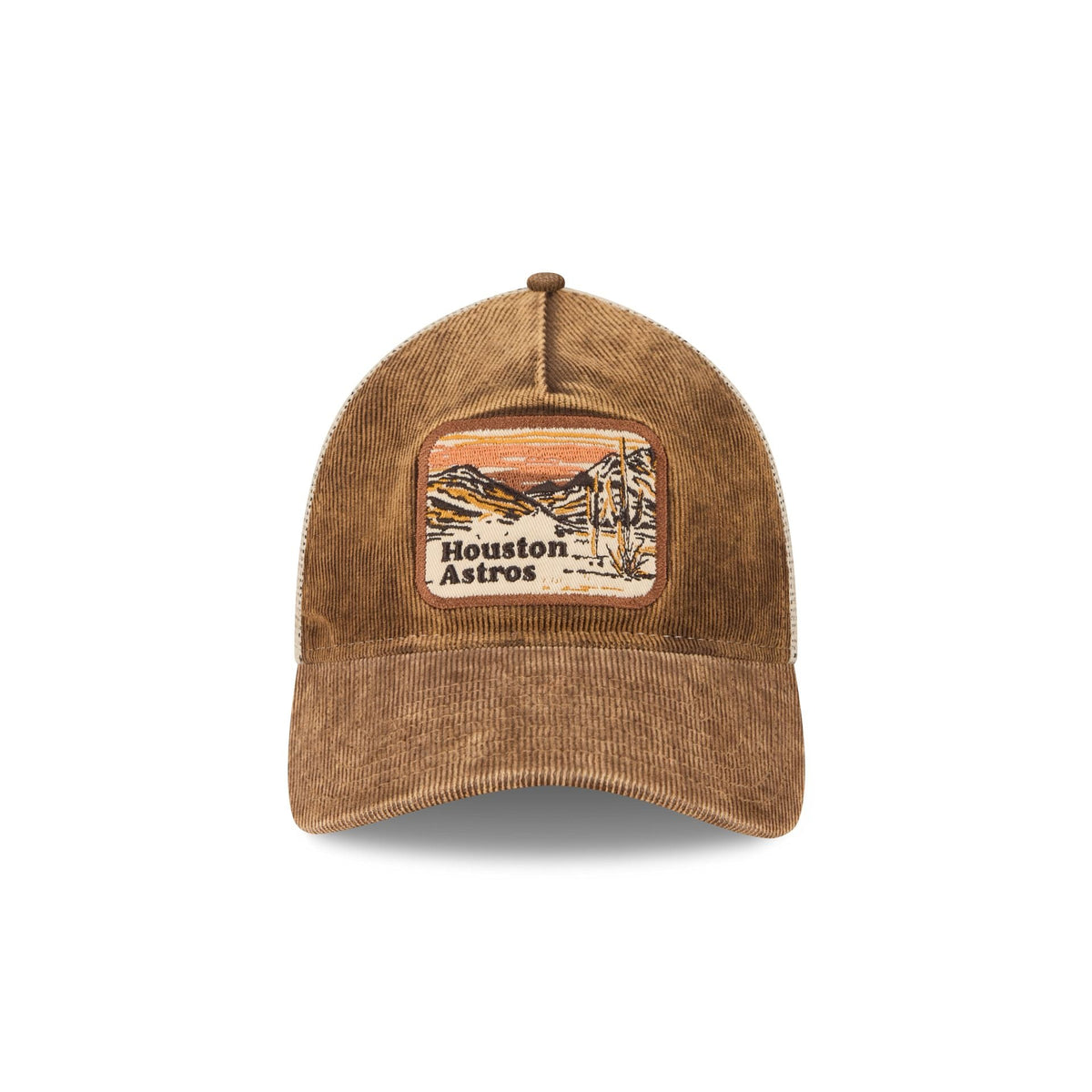Houston Astros Vintage Landscape Brown 9TWENTY A-Frame Trucker Hat