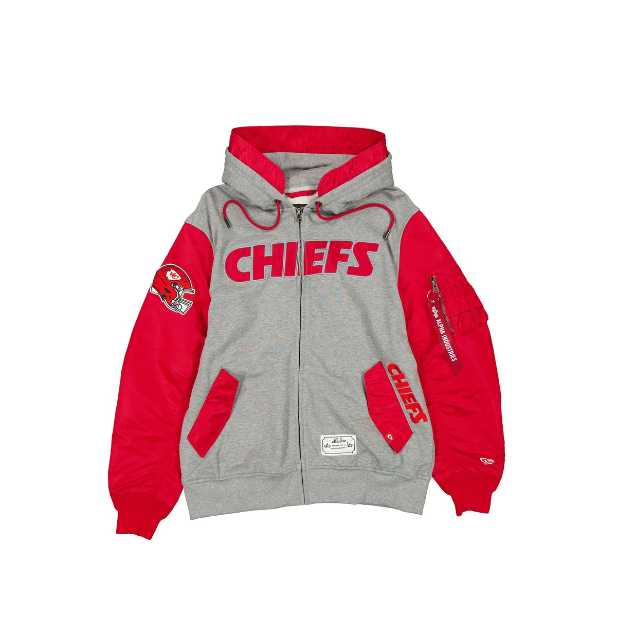 Alpha Industries x Kansas City Chiefs Gray MA-1 Full Zip Fleece Jacket