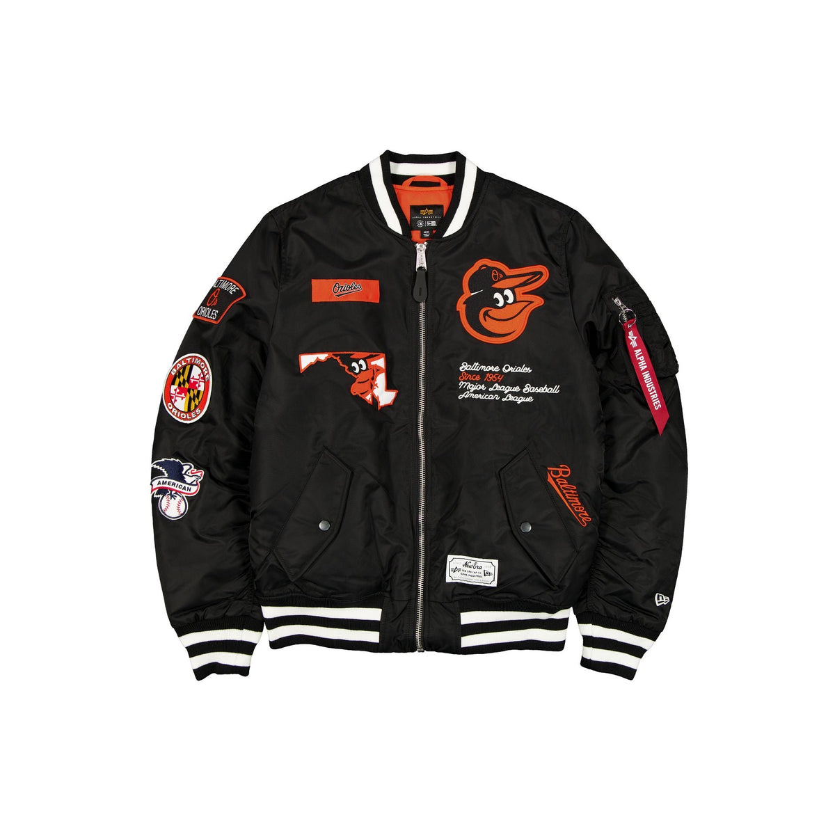 Alpha Industries x Baltimore Orioles Black MA-1 Bomber Jacket