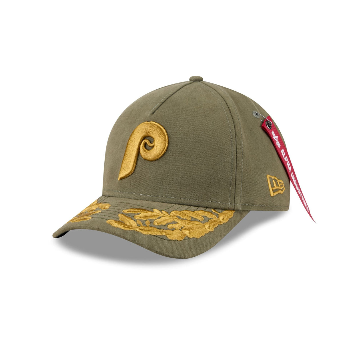 Alpha Industries x Philadelphia Phillies Olive Green 9FORTY M-Crown A-Frame Snapback Hat
