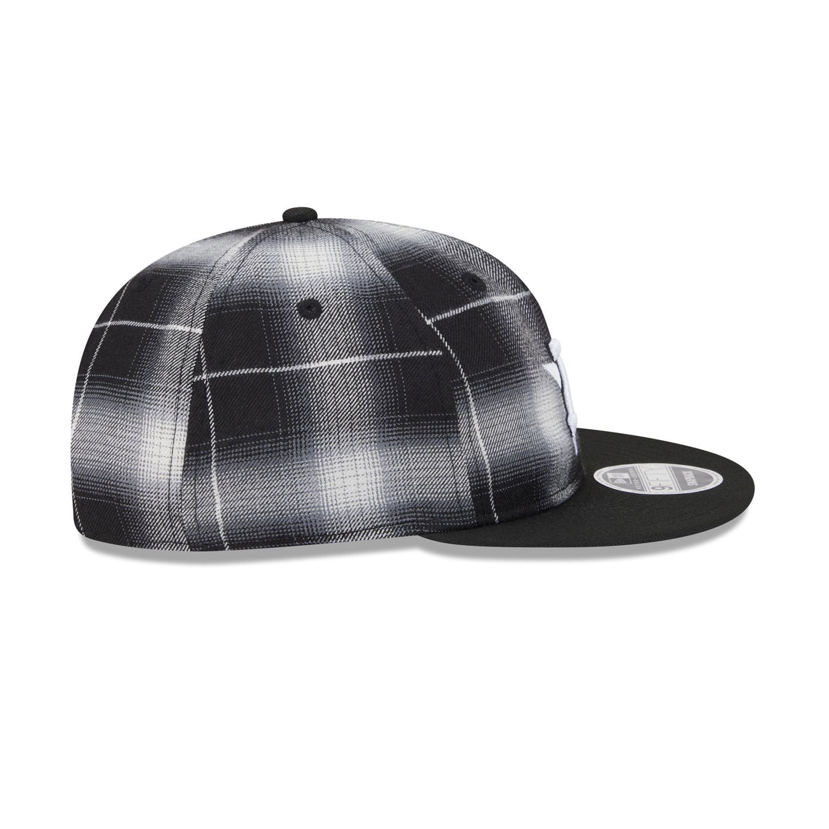 Houston Astros Black and White Plaid Retro Crown 9FIFTY Snapback Hat