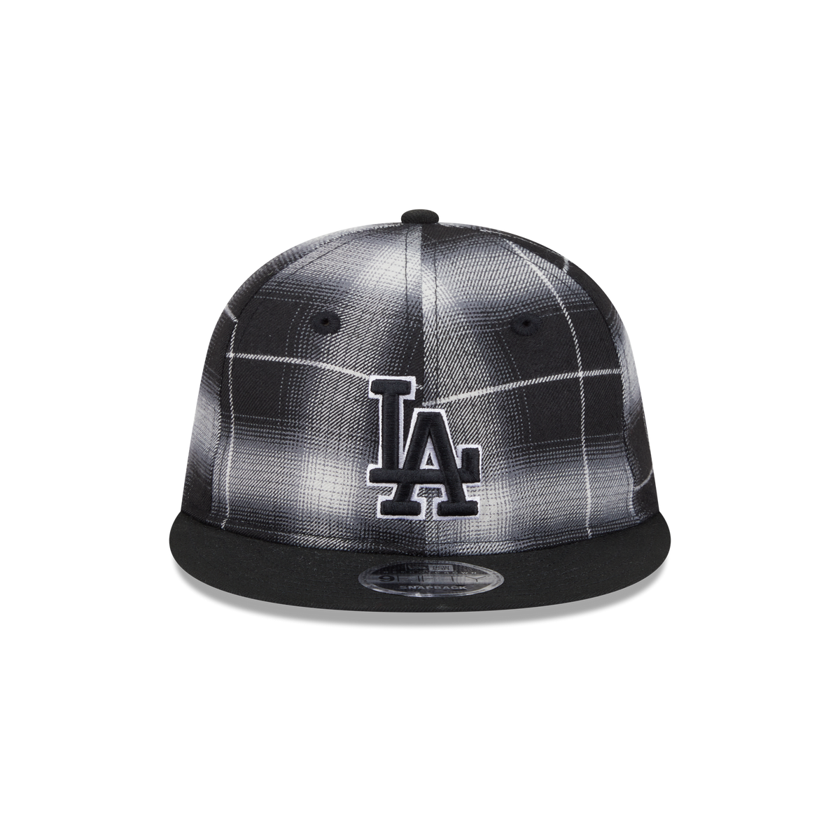 Los Angeles Dodgers Black and White Plaid Retro Crown 9FIFTY Snapback Hat