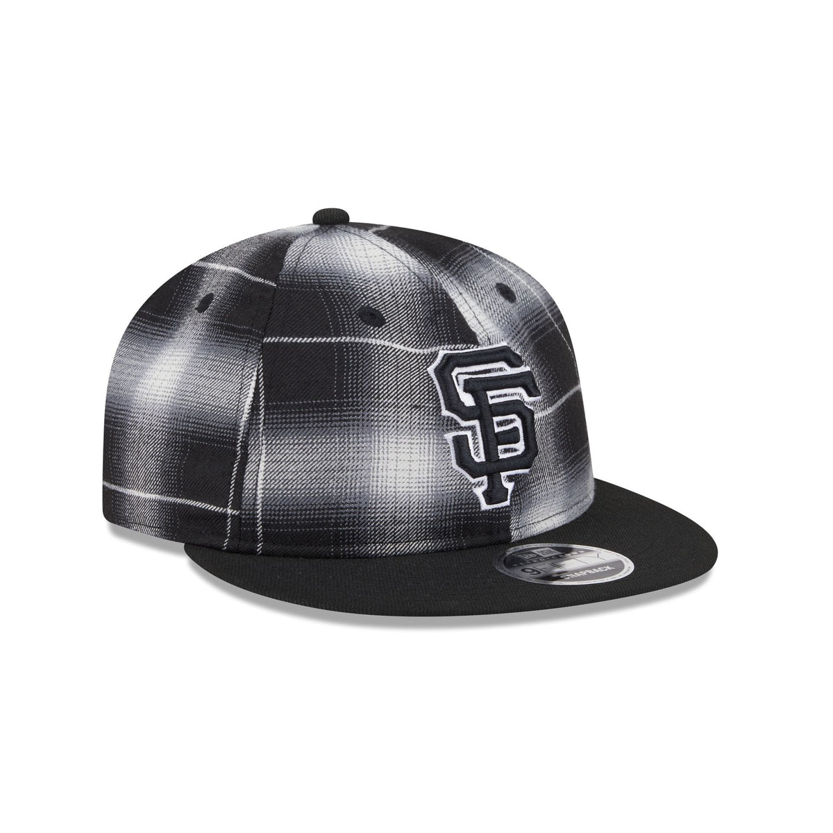 San Francisco Giants Black and White Plaid Retro Crown 9FIFTY Snapback Hat