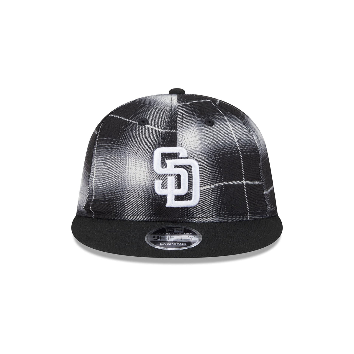 San Diego Padres Black and White Plaid Retro Crown 9FIFTY Snapback Hat