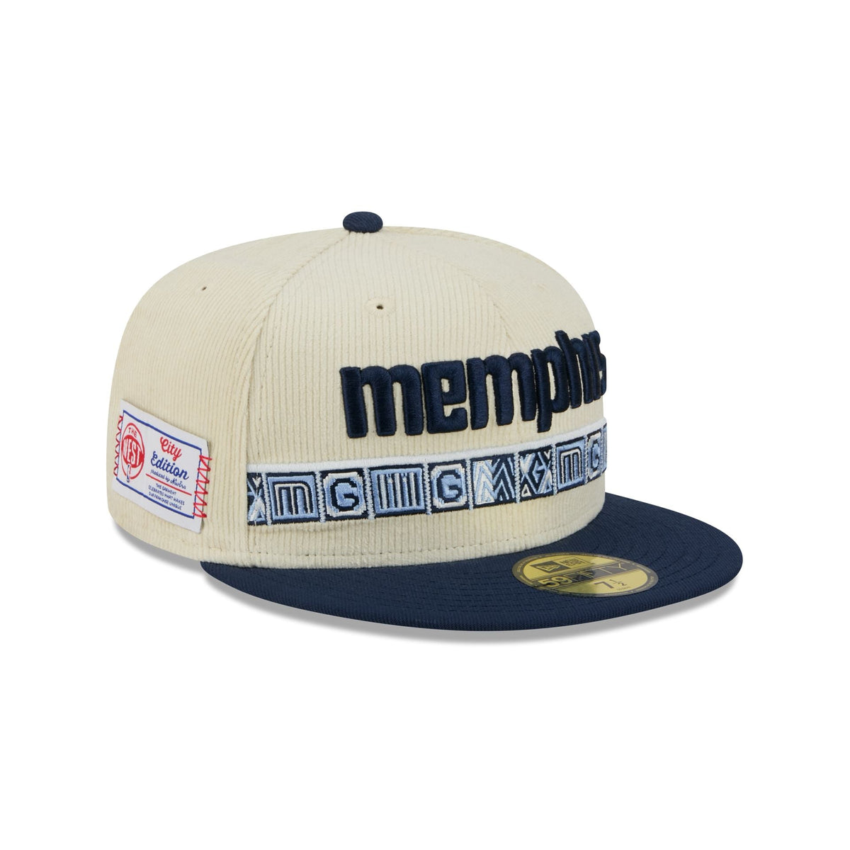 Memphis Grizzlies 2025 City Edition Chrome White Corduroy 59FIFTY Fitted Hat