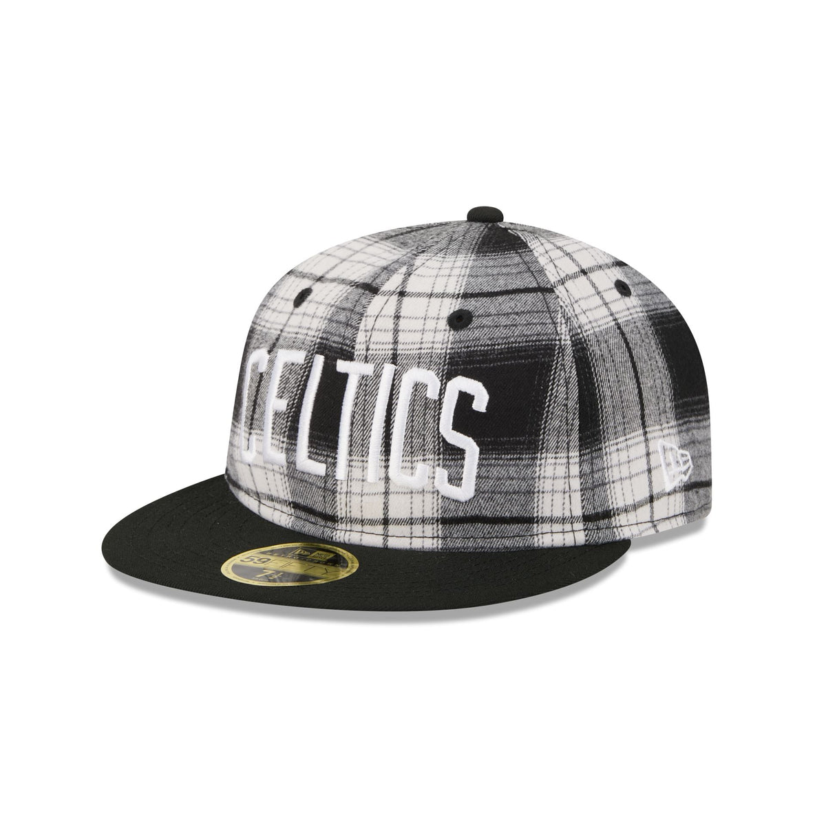 Boston Celtics Grunge Plaid Retro Crown 59FIFTY Fitted Hat