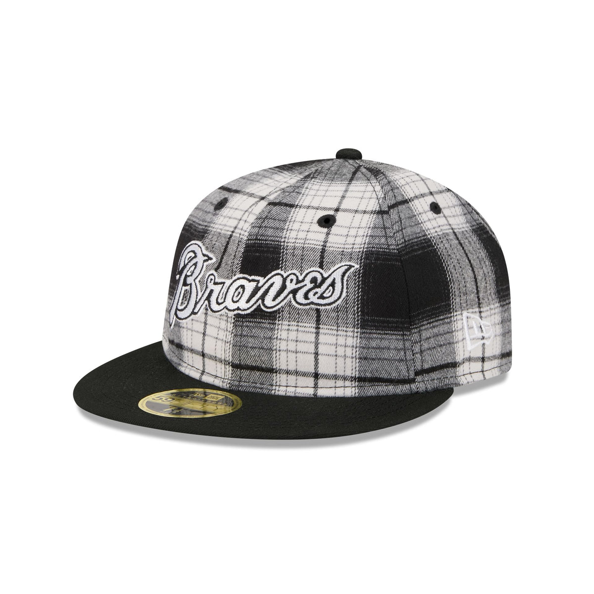 Atlanta Braves Grunge Plaid Retro Crown 59FIFTY Fitted Hat