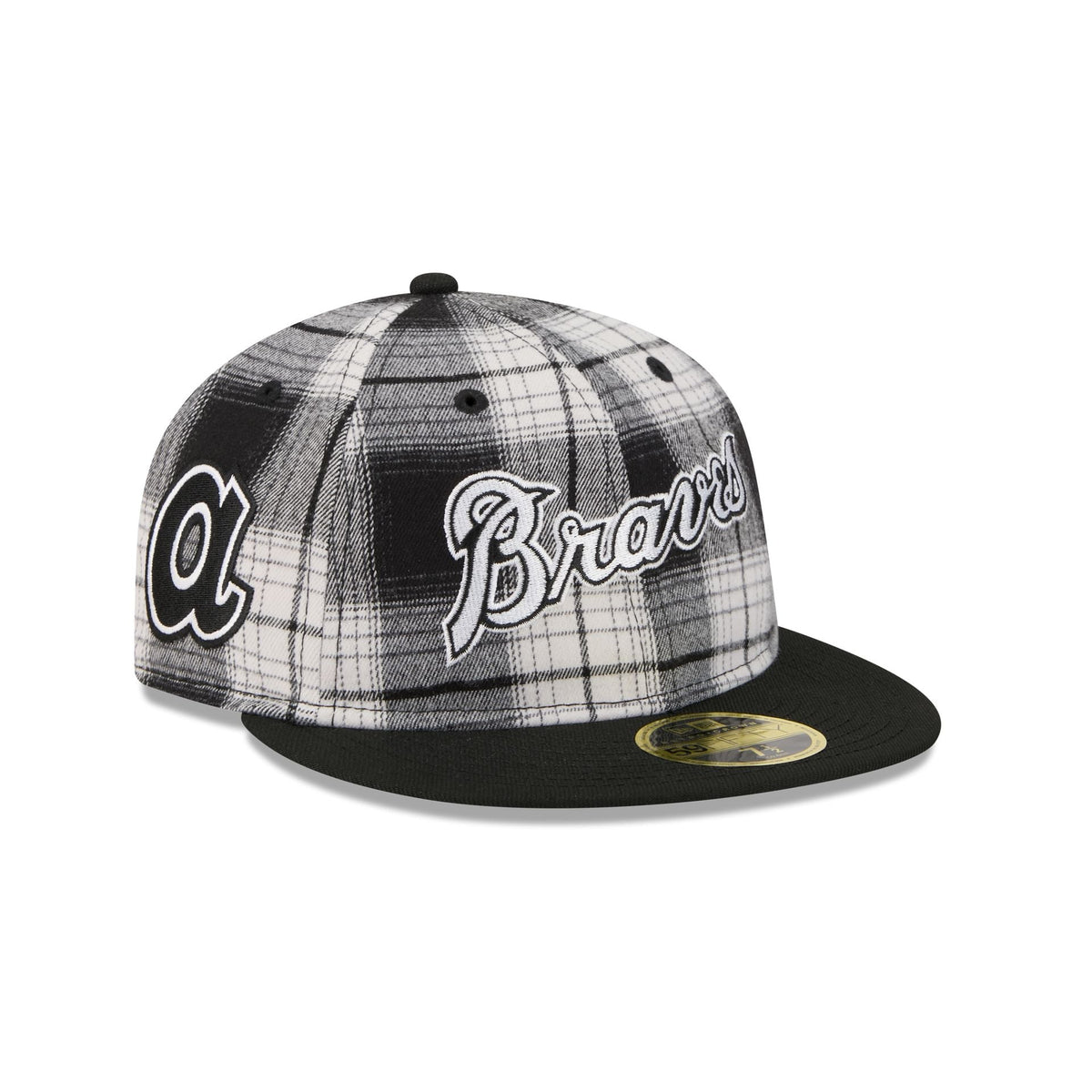 Atlanta Braves Grunge Plaid Retro Crown 59FIFTY Fitted Hat