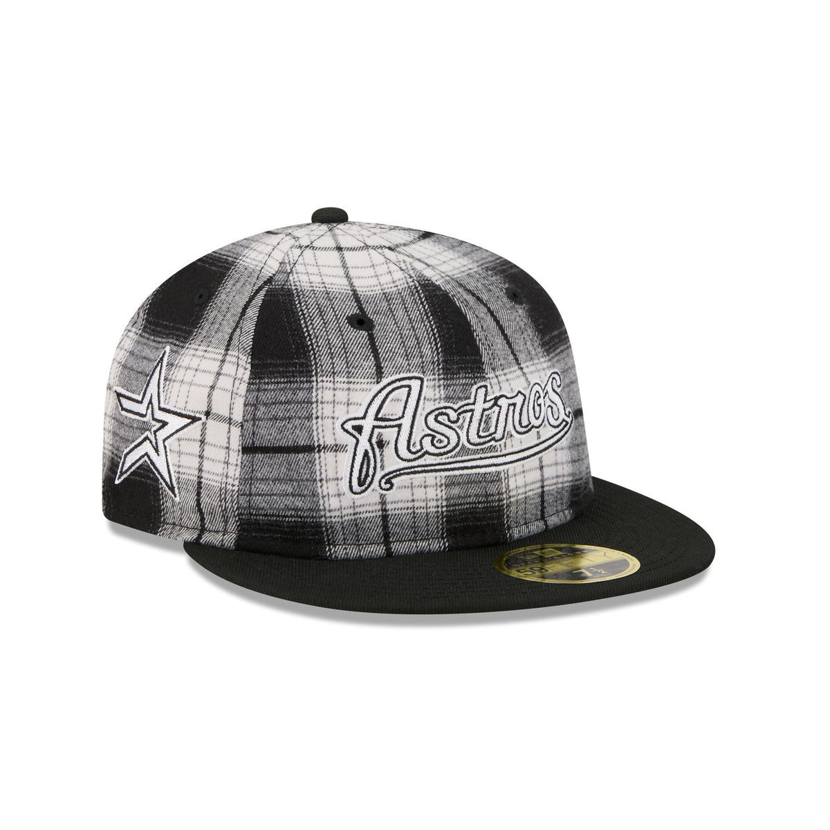 Houston Astros Grunge Plaid Retro Crown 59FIFTY Fitted Hat