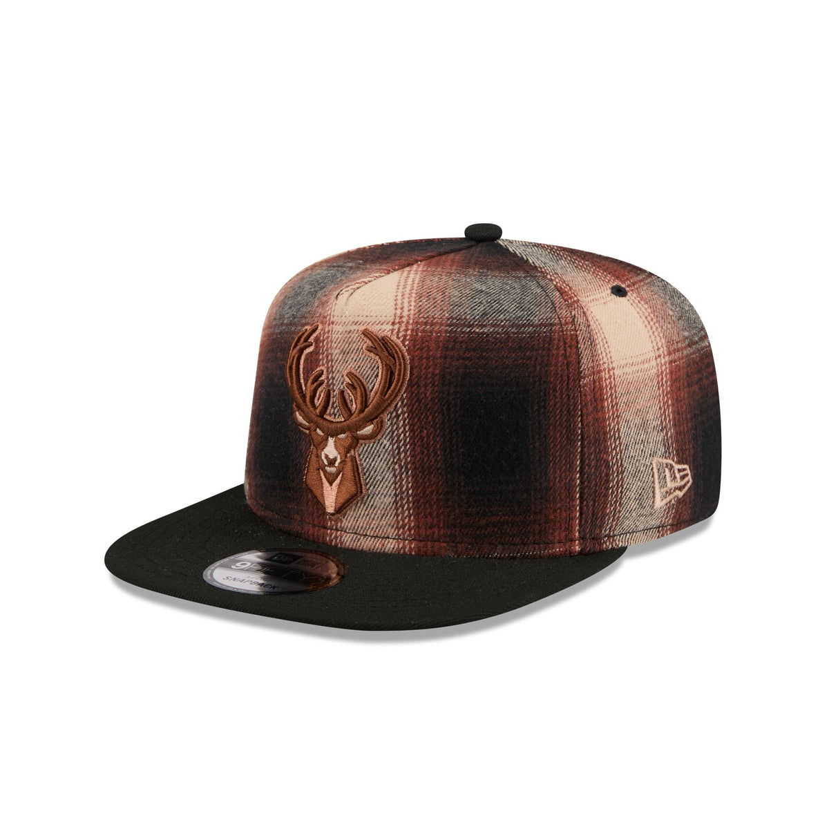 Milwaukee Bucks Grunge Plaid 9FIFTY A-Frame Adjustable Hat