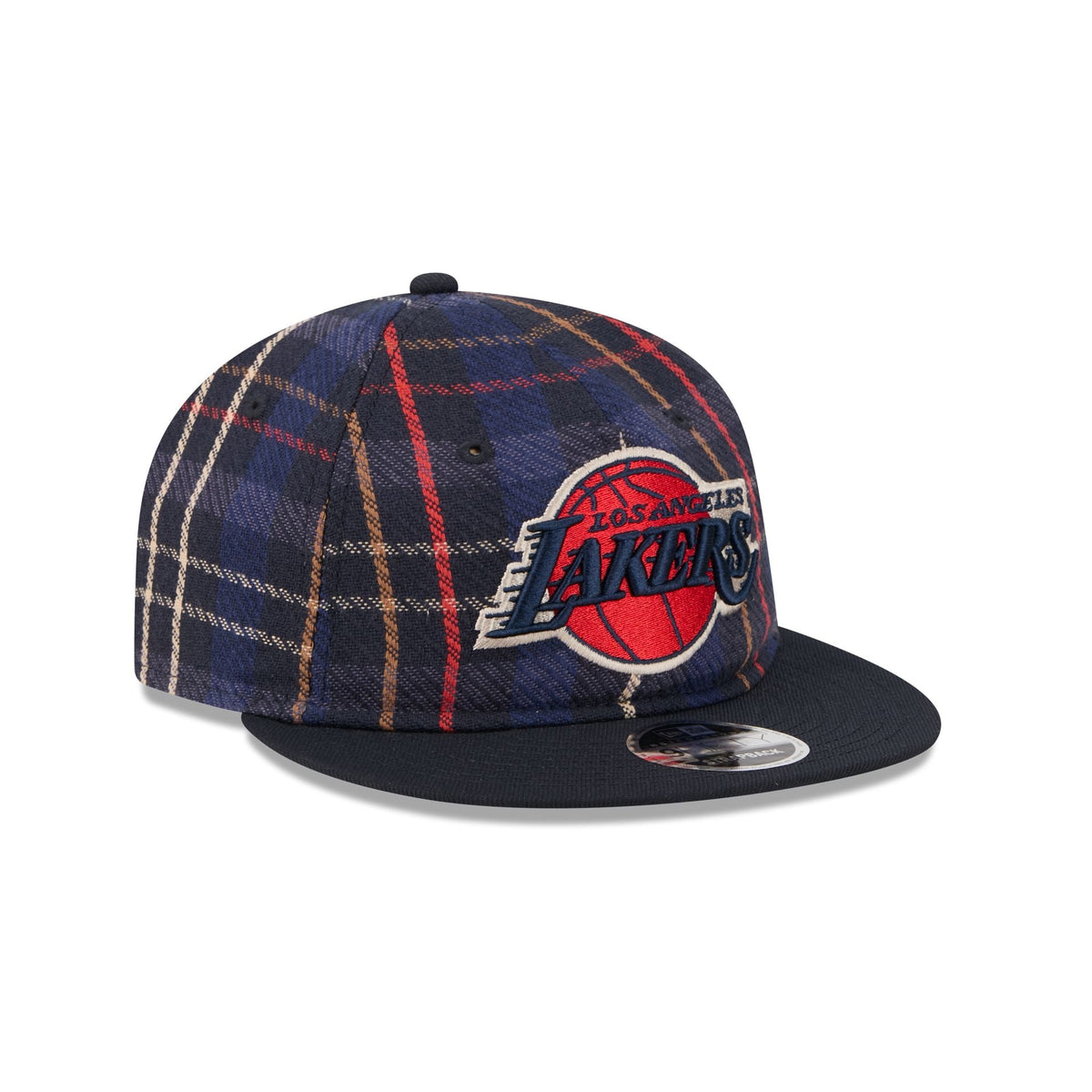 Los Angeles Lakers Grunge Plaid Retro Crown 9FIFTY Adjustable Hat
