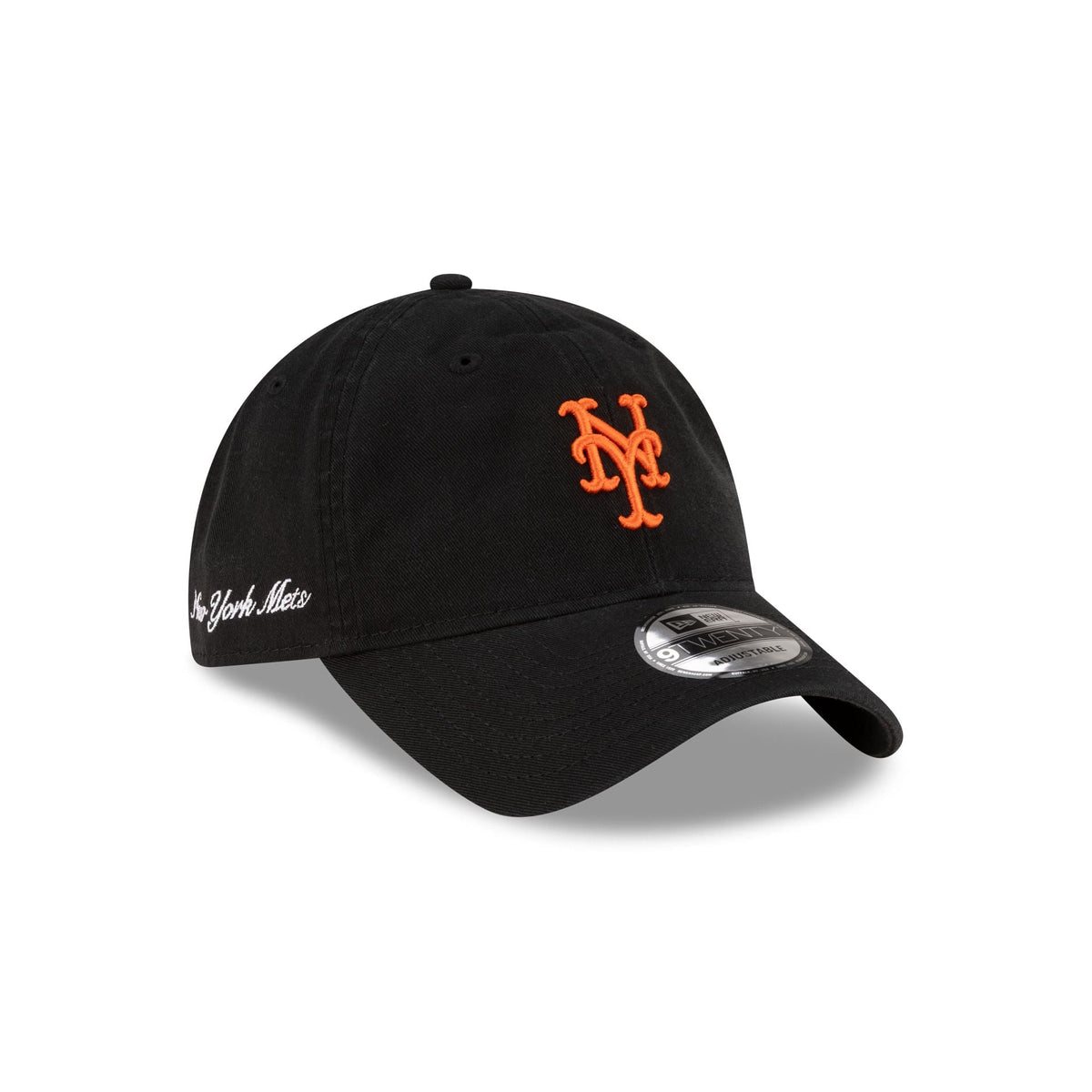 New York Mets Black Washed Script 9TWENTY Adjustable Hat