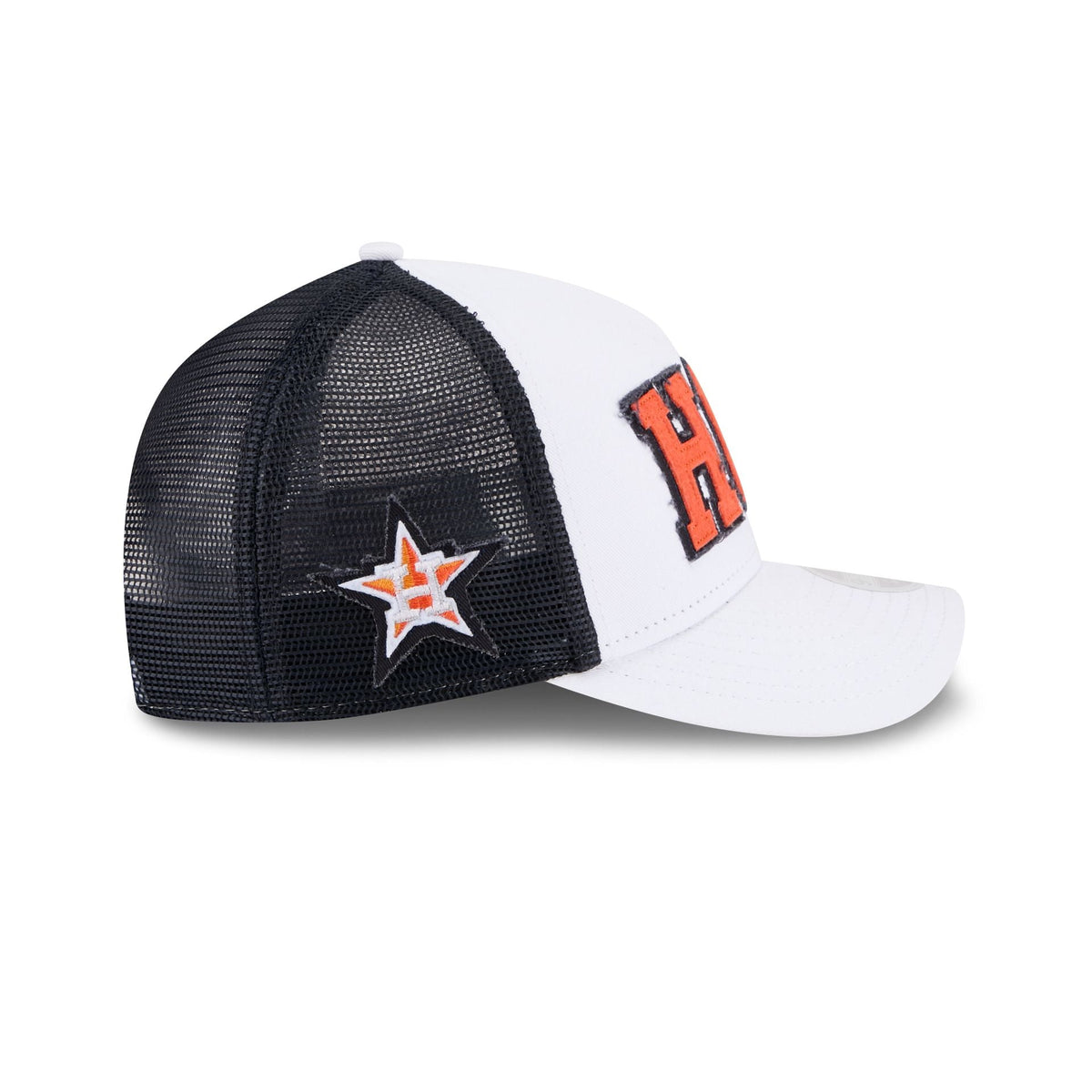 Houston Astros Optic White Felt Logo Women's 9FORTY M-Crown A-Frame Trucker Hat