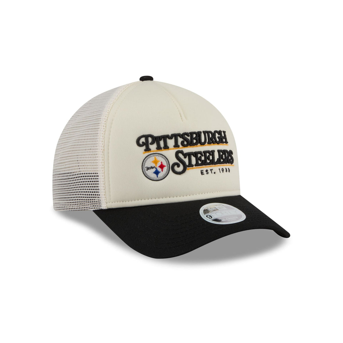 Pittsburgh Steelers Retro Chrome Women's White 9FORTY M-Crown A-Frame Trucker Hat