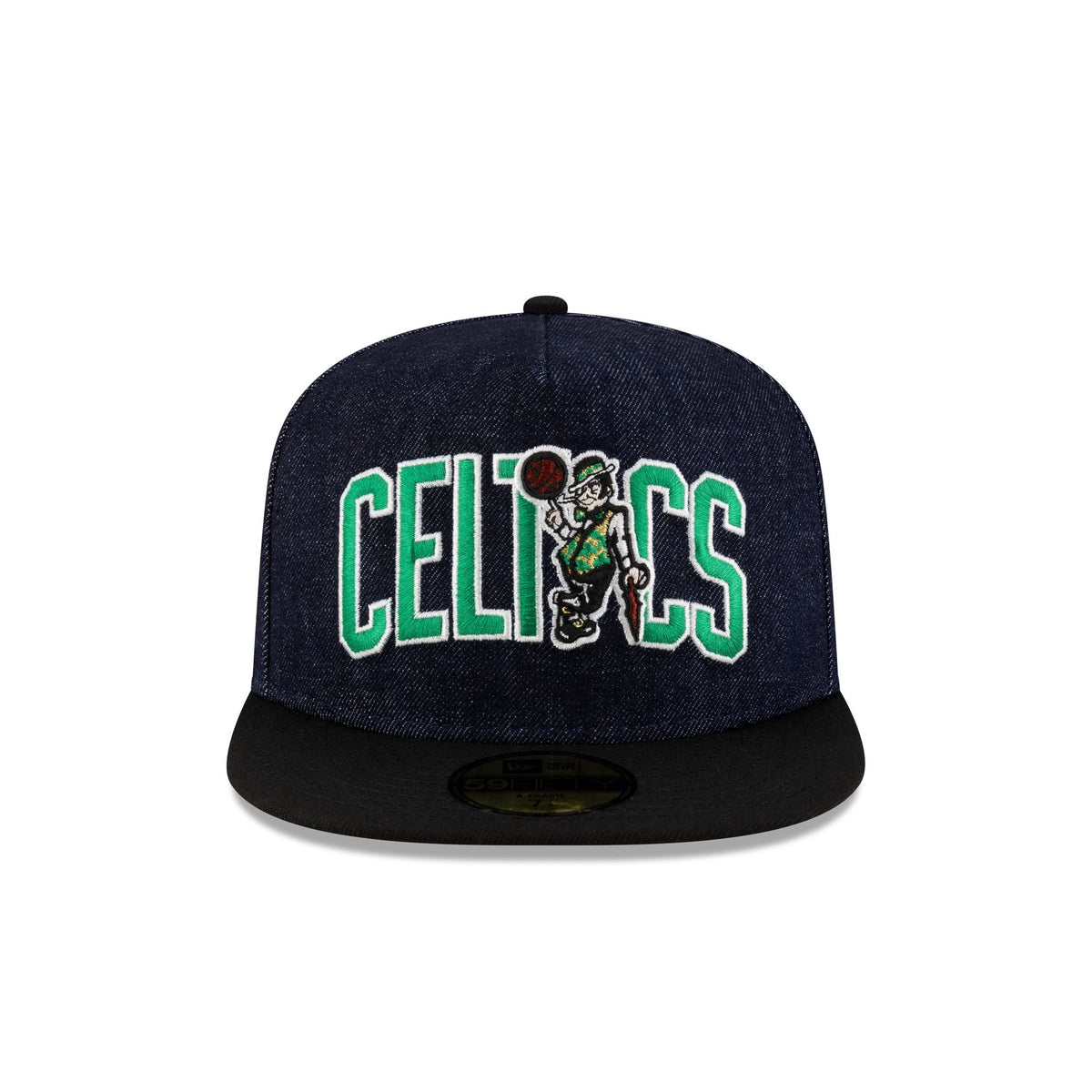 Boston Celtics Navy Denim 59FIFTY A-Frame Fitted Hat