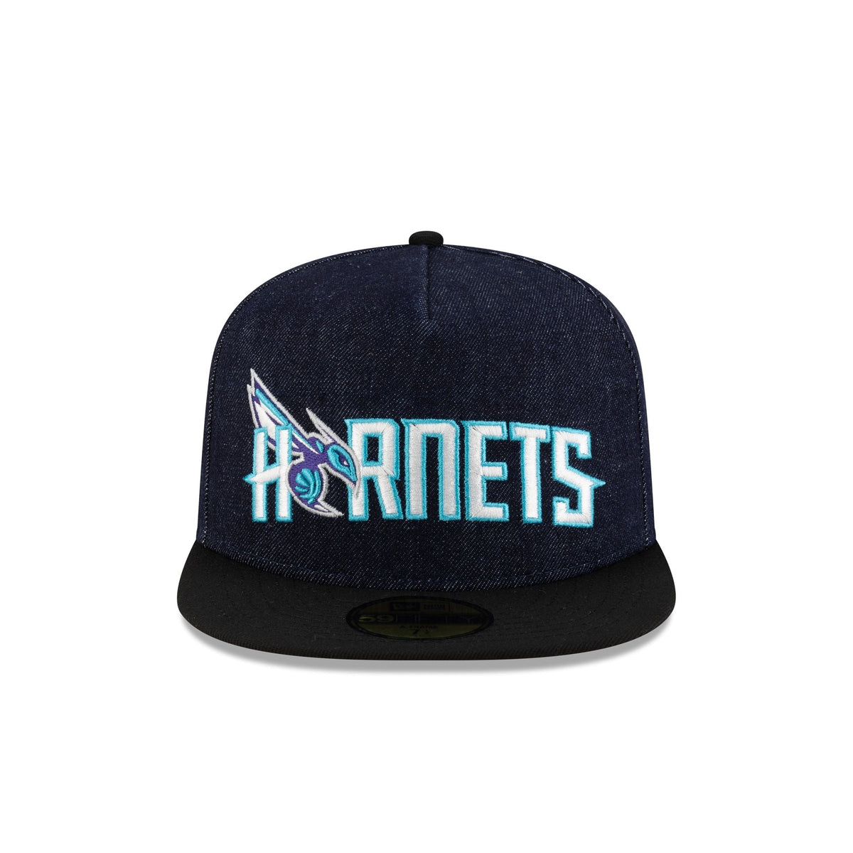 Charlotte Hornets Navy Denim 59FIFTY A-Frame Fitted Hat