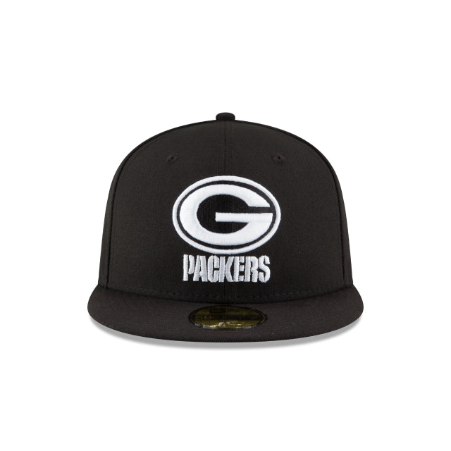 Green Bay Packers Black & White 59FIFTY Fitted Hat