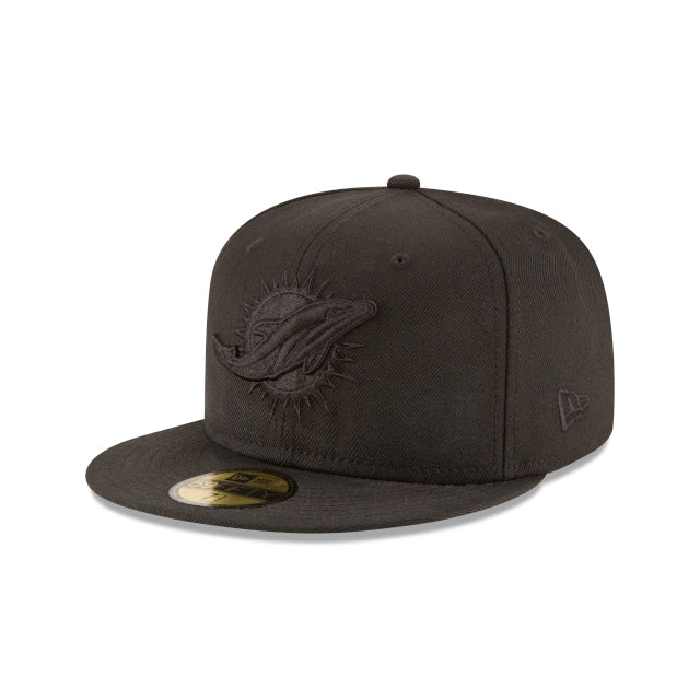 Miami Dolphins Black On Black 59FIFTY Fitted Hat