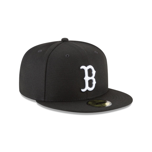Boston Red Sox Black and White Basic 59FIFTY Fitted Hat
