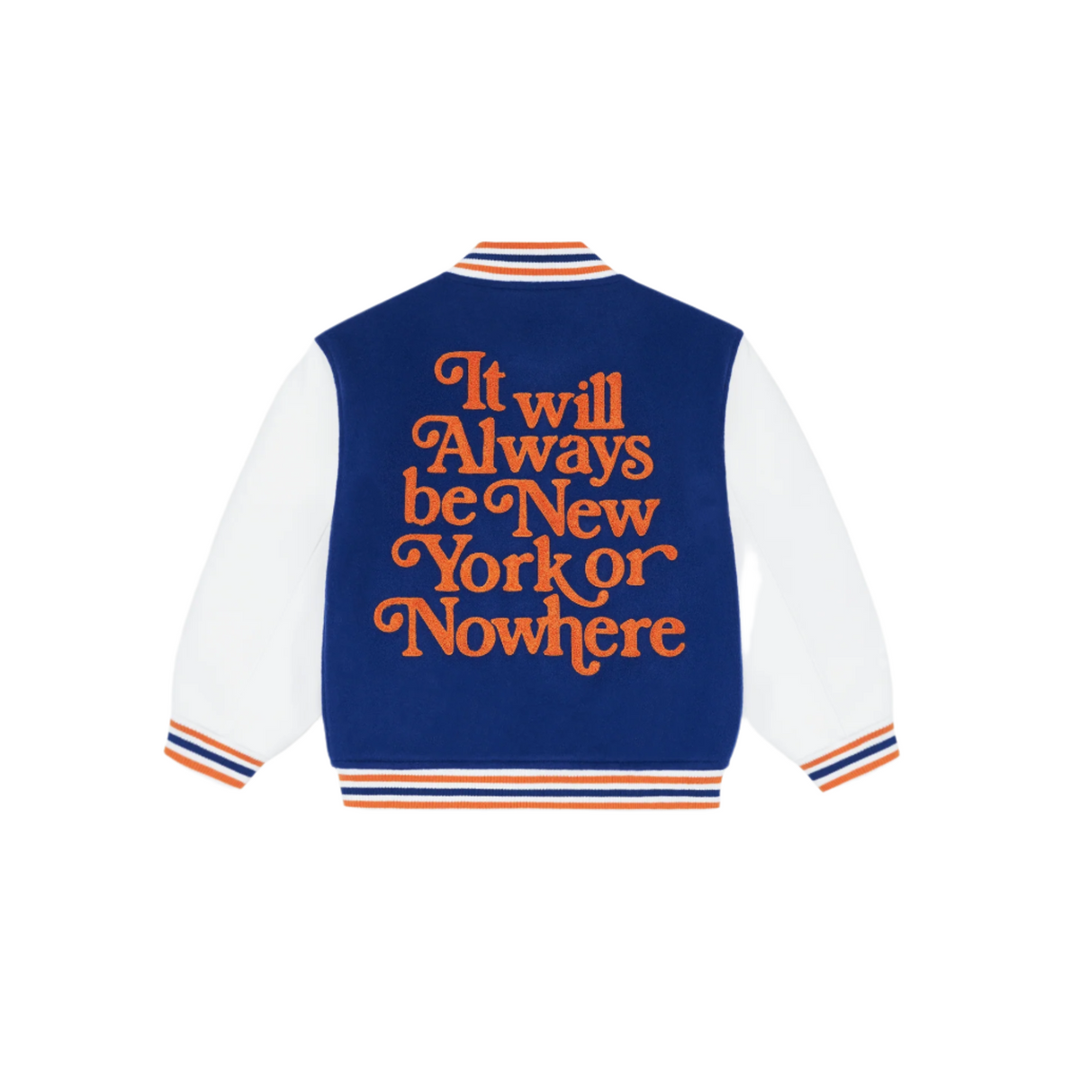 New York or Nowhere x New York Mets Youth Light Royal Varsity Jacket