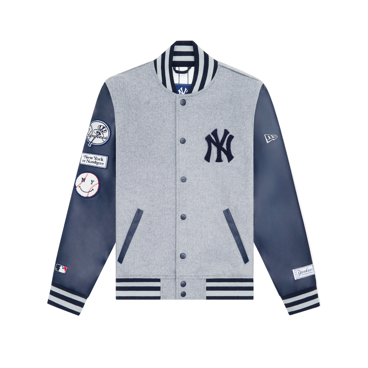 New York or Nowhere x New York Yankees Heather Gray Motto Varsity Jacket