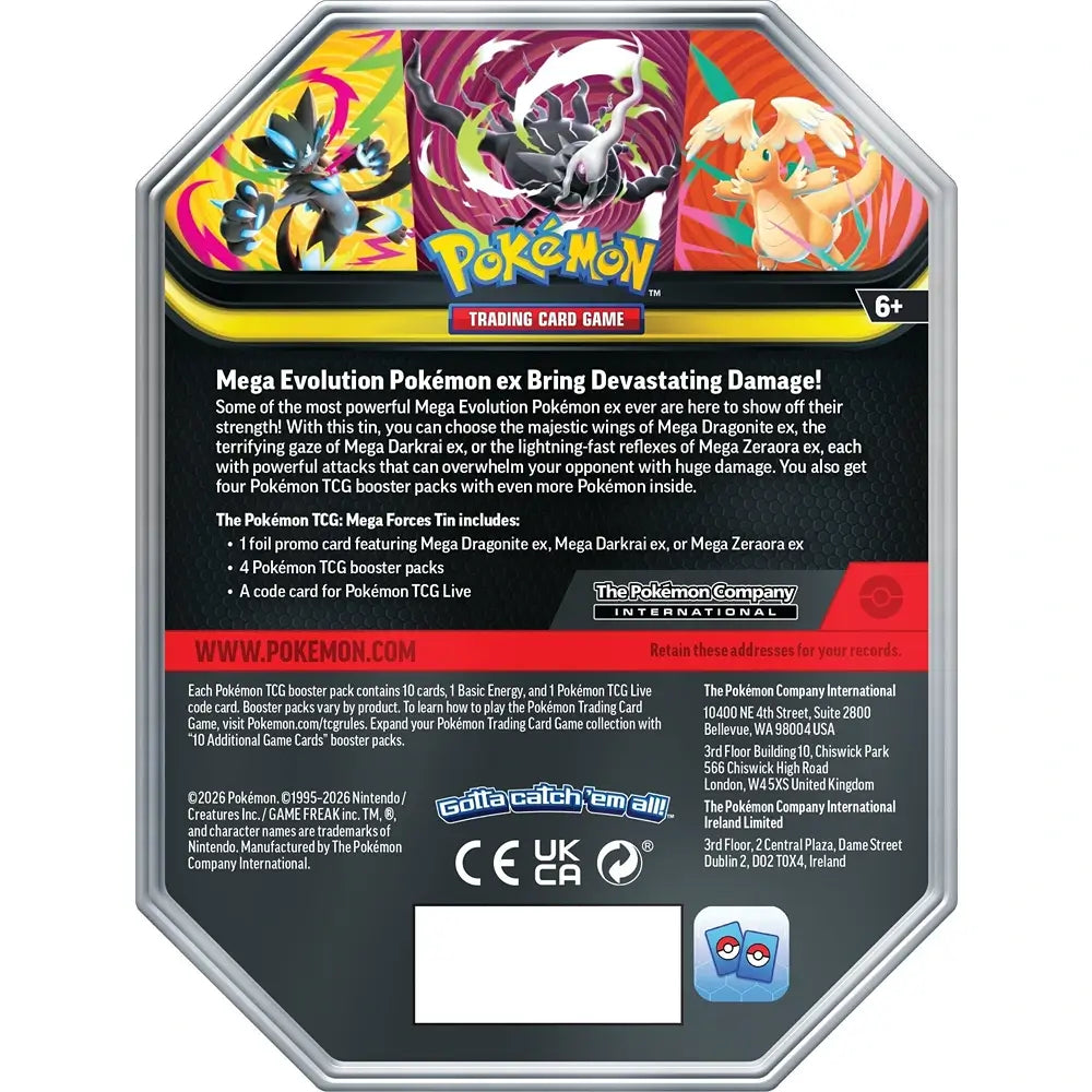 🔥2026 Christmas Gift🎄: Mega Forces Tin (Mega Dragonite ex) (Pre-Order)